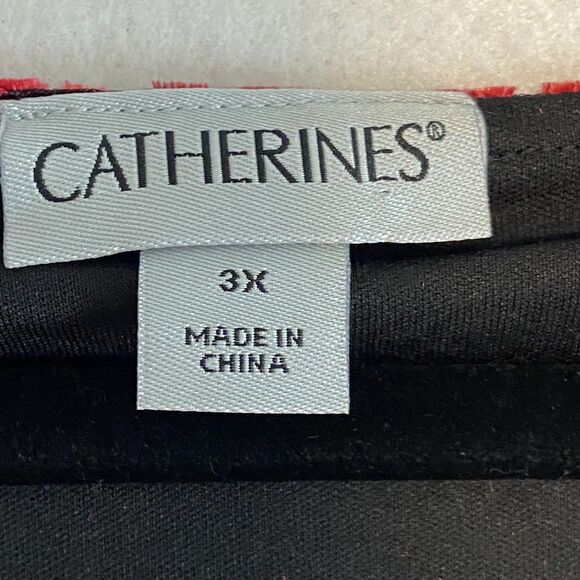 Catherines Velvet Burnout Midi Dress 3X Red Black Bell Sleeve Whimsigoth Witchy - Picture 4 of 7